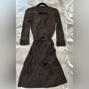 Diane Von Furstenberg Chocolate Long Sleeve Wrap Dress Vintage Made in USA